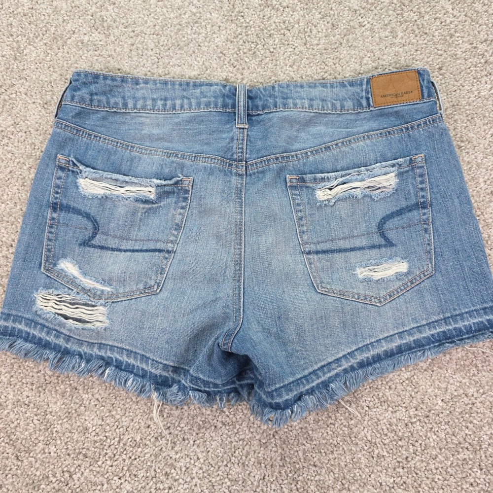 American Eagle Tom Girl Midi Distressed Jean Shorts - Picture 7 of 7